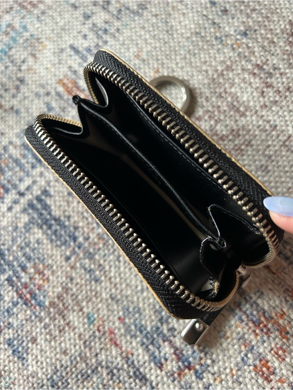 Ralph Lauren Black Leather Zip Card Case W/ Key Ring - Picture 8 of 8